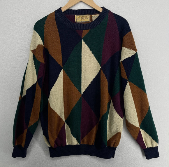 New River Co. Other - NEW RIVER CO Sweater Mens M Jumper Abstract Colorblock Pullover Blue Green VTG